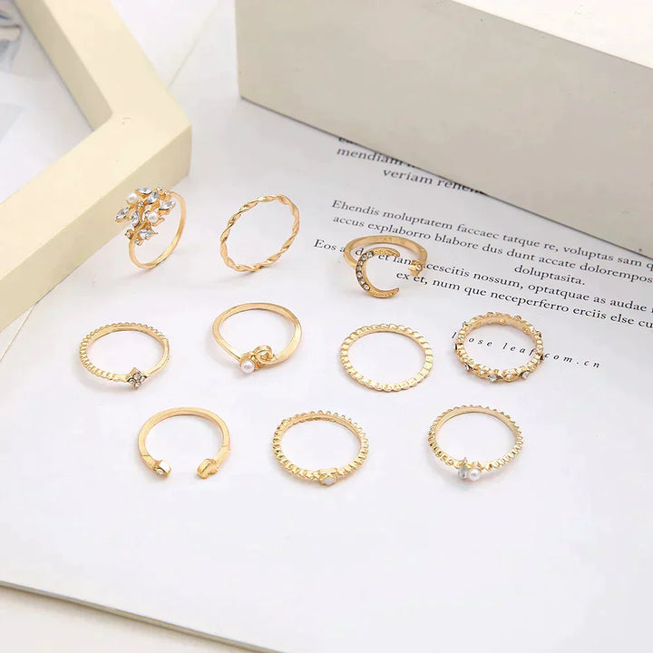 10 Pack of Bohemian Gold Rings