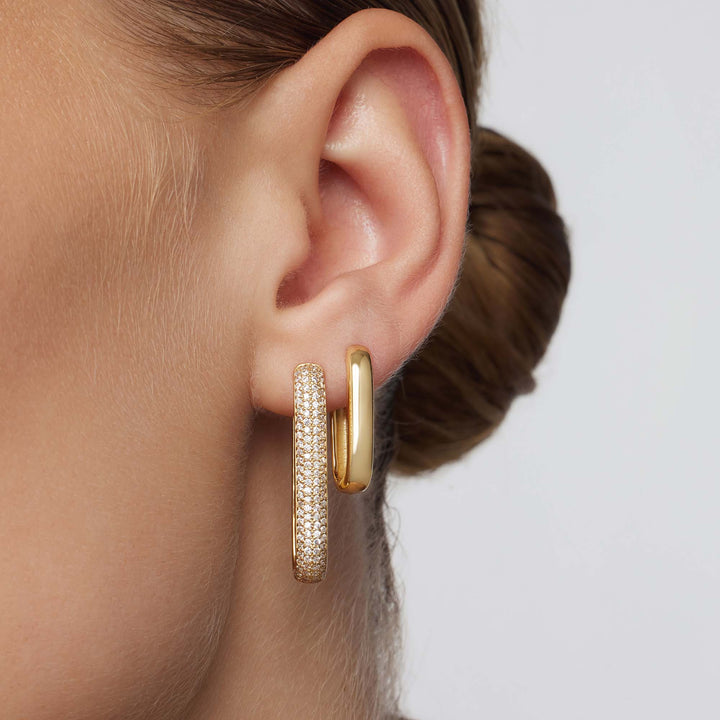 Large Icon Pavé Hoops | Gold