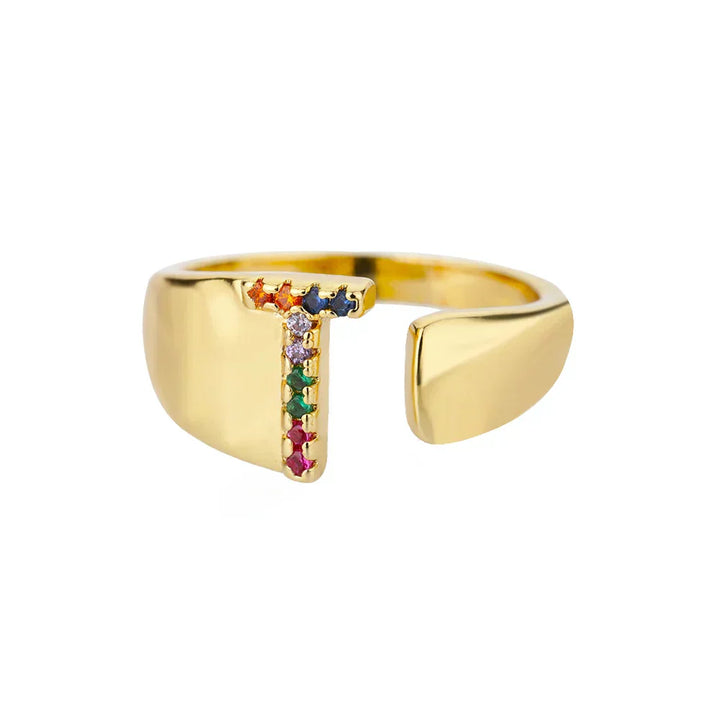 True - Gold Stainless Steel Initial Ring
