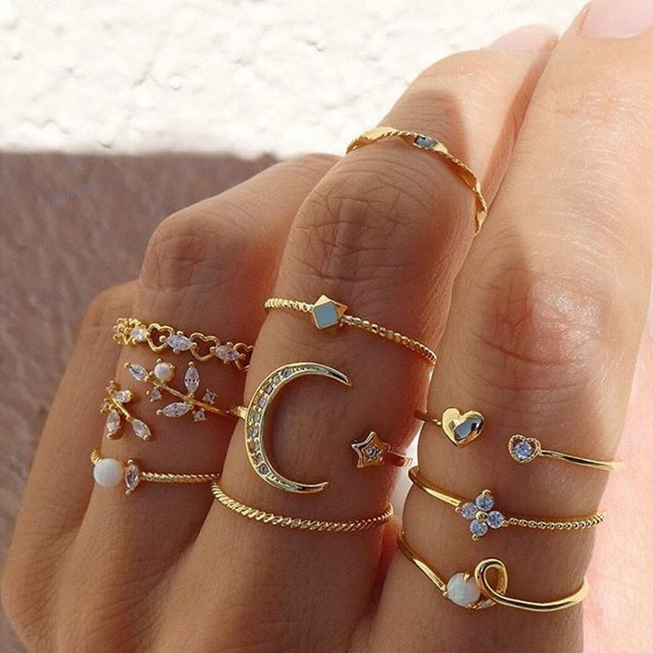 10 Pack of Bohemian Gold Rings
