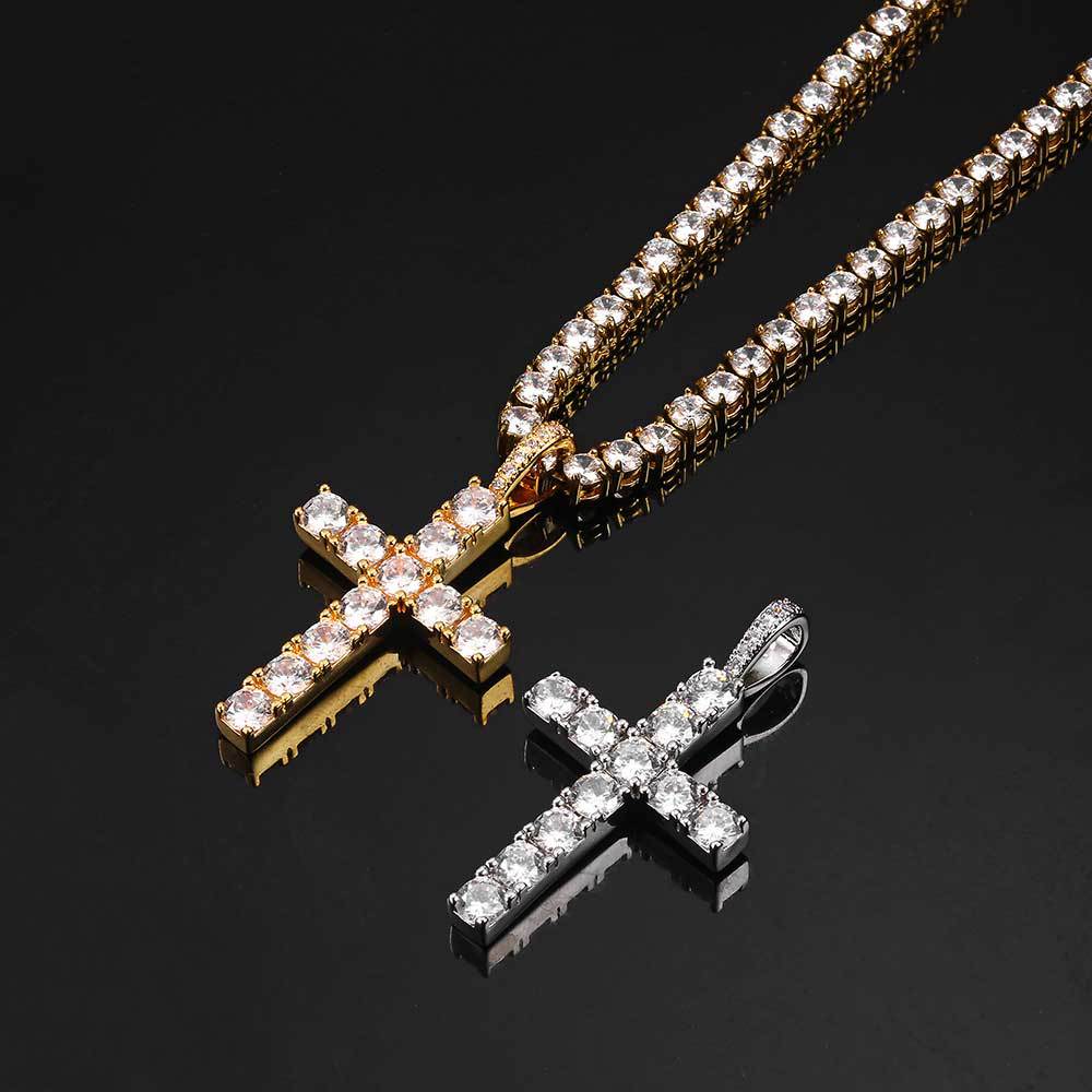 Moissanite cross necklace | White Gold