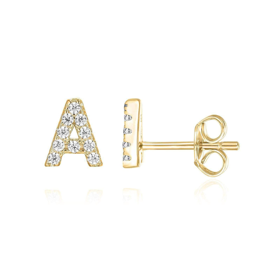 Initial Earring 1pc | White Gold