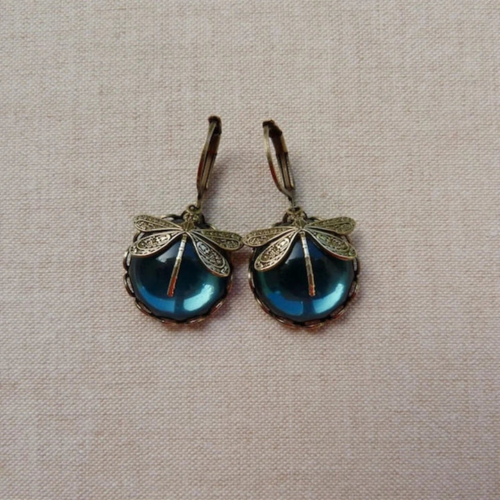 Antique Gold Dragonfly Earrings
