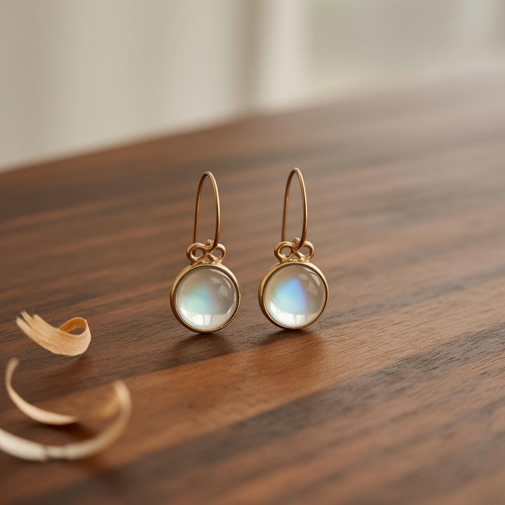 Vintage Green Moonstone Earrings