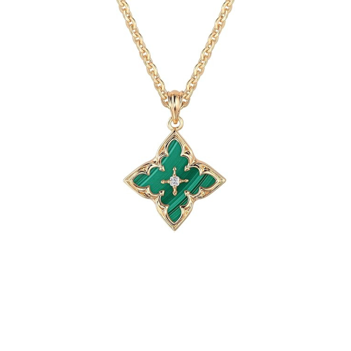 Emerald Clover Pendant Necklace | Gold