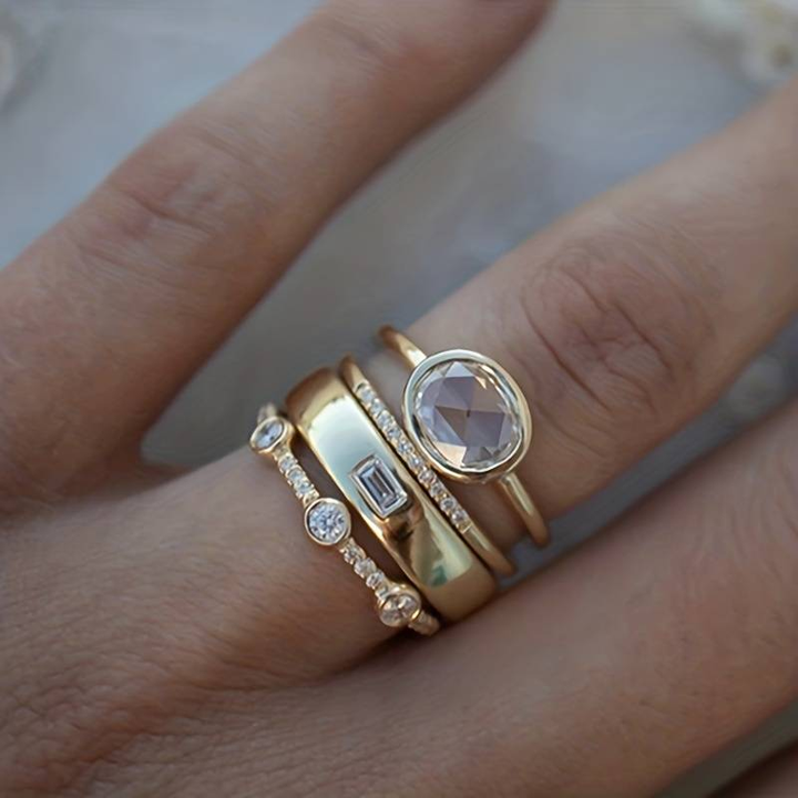 Retro Gold Ring Set