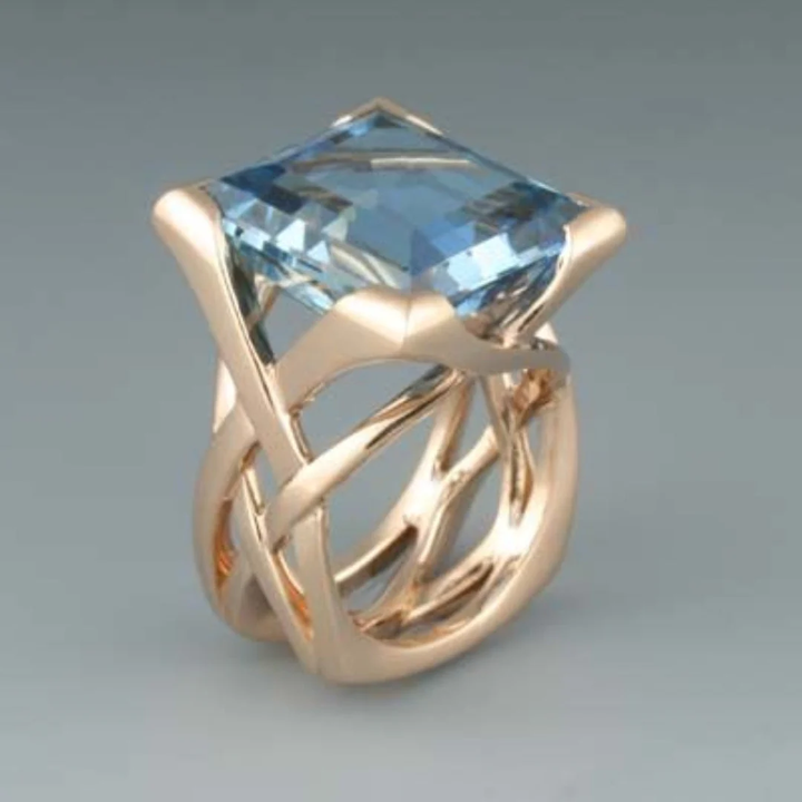 Vintage Rose Gold Blue Ring
