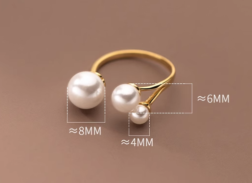 Adjustable triple freshwater pearl ring